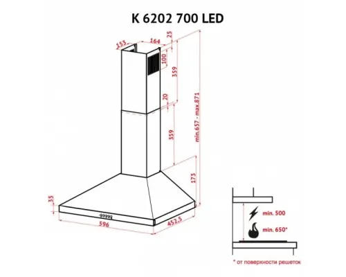 Вытяжка кухонная Perfelli K 6202 BL 700 LED