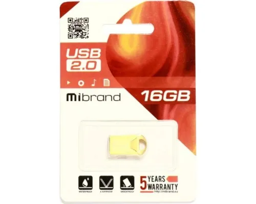 USB флеш накопитель Mibrand 16GB Hawk Gold USB 2.0 (MI2.0/HA16M1G)