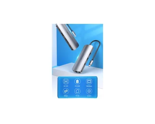 Концентратор Vention USB3.1 Type-C --> HDMI/USB 3.0x2/RJ45/USB-C/SD/TF/TRRS 3.5mm (TOMHB)