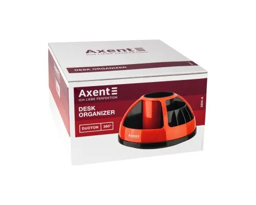 Настольный набор Axent подставка-органайзер Duoton круглая 17х10х17 см Пластиковая красная (2204-04-A)