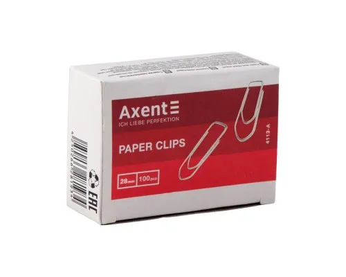 Скрепки канцелярские Axent пятиугольные никелированные 28мм 100шт (картонная упаковка) (4113-A)
