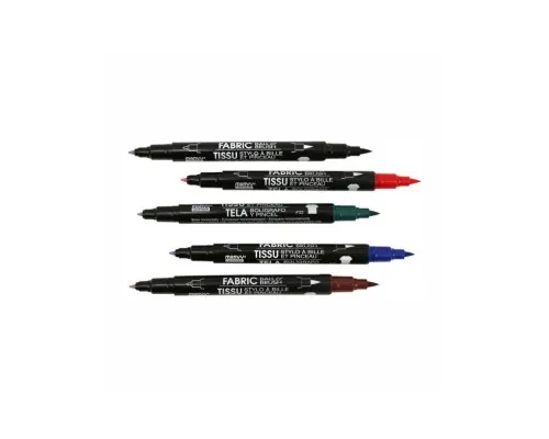 Художественный маркер Marvy Черный, д/св. тканей, двусторонний, 0,75мм, 1-2мм, 122-S, Fabric ball&Brush (028617122212)