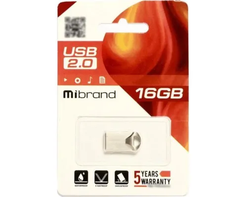 USB флеш накопичувач Mibrand 16GB Hawk Silver USB 2.0 (MI2.0/HA16M1S)