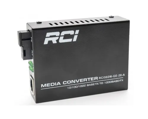 Медіаконвертер RCI 1G, 20km, SC, RJ45, Tx 1310nm standart size metal case (RCI502W-GE-20-A)