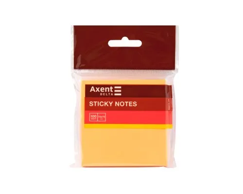 Бумага для заметок Axent с клейким слоем неоновый оранжевый 75х75мм, 100 листов (D3414-15)