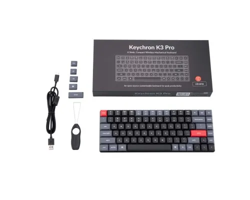 Клавіатура Keychron K3 PRO 84Key Gateron Blue Low Profile QMK UA White Led Black (K3PA2_KEYCHRON)