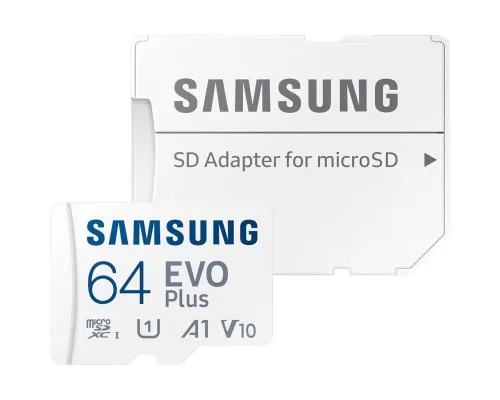 Карта пам'яті Samsung Miсro-SDXC memory card 64GB C10 UHS-I R130MB/s Evo Plus + SD (MB-MC64KA/EU)