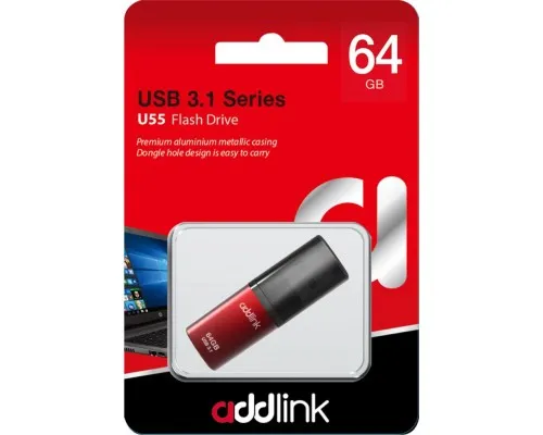USB флеш накопитель AddLink 64GB U55 Red USB 3.0 (ad64GBU55R3)