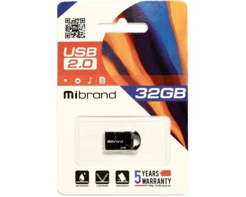 USB флеш накопичувач Mibrand 32GB Hawk Black USB 2.0 (MI2.0/HA32M1B)