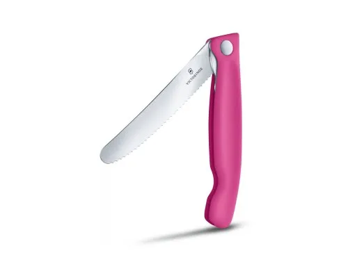 Кухонный нож Victorinox SwissClassic Foldable Paring 11 см Serrated Pink (6.7836.F5B)