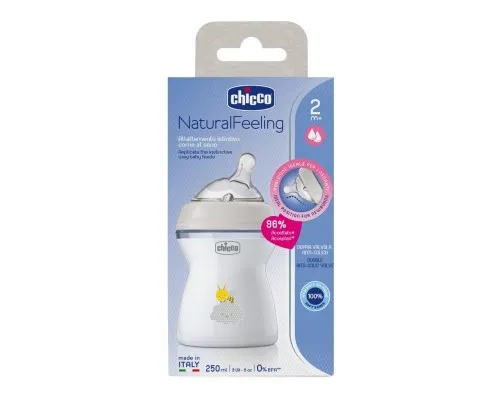 Бутылочка для кормления Chicco Natural Feeling силикон средний поток 250мл бежевый (81323.30)