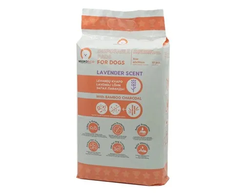 Пелюшки для собак MISOKO&CO з вугіллям та ароматом лаванди 60х90 см 10 шт (SHAMSK63057)