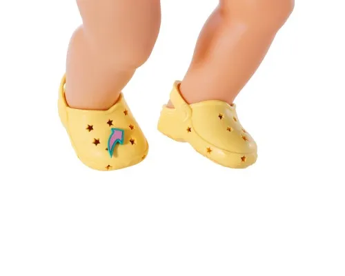 Аксессуар к кукле Zapf Обувь для куклы Baby Born - Cандалии с значками (желтые) (831809-3)