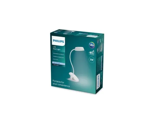 Настольная лампа Philips LED Reading Desk lamp Donutclip 3W, 4000K, 1200mAh (Lithium battery), білий (929003179727)