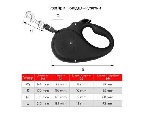 Повідок для собак WAUDOG R-leash Рік та Морті 1 L до 50 кг 5 м чорний (8126-0280-01)