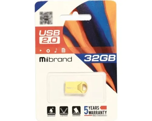 USB флеш накопичувач Mibrand 32GB Hawk Gold USB 2.0 (MI2.0/HA32M1G)