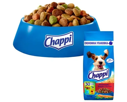 Сухой корм для собак Chappi с говядиной, птицей и овощами 13.5 кг (5998749128350)