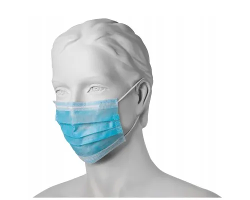 Захисна маска для обличчя Mercator Medical OPERO одноразова тришарова синя 50 шт. (5906615132332)