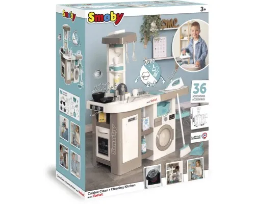 Игровой набор Smoby Интерактивный набор 2 в 1 Тефаль Кухня + Прачечная (311050)