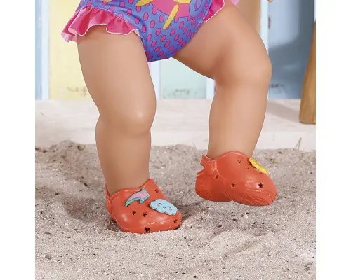 Аксессуар к кукле Zapf Обувь для куклы Baby Born - Cандалии с значками (красные) (831809-4)