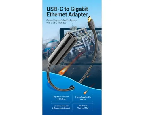 Переходник USB3.1 Type-C to Ethernet RJ45 1000 Mb Gigabit Vention (CFBBB)