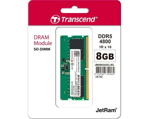 Модуль памяти для ноутбука SoDIMM DDR5 8GB 4800 MHz JetRam Transcend (JM4800ASG-8G)