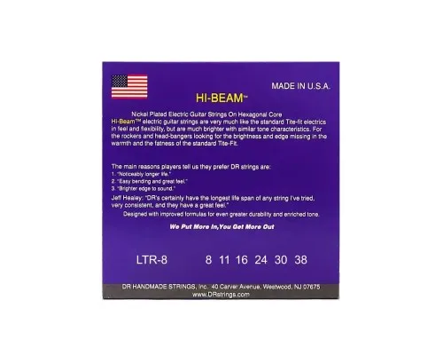 Струни для гітари DR Strings HI-BEAM Electric - Light Light (08-38) (LLTR-8)