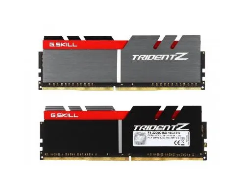 Модуль памяті для компютера DDR4 16GB (2x8GB) 3200 MHz Trident Z Silver H/ Red G.Skill (F4-3200C16D-16GTZB)