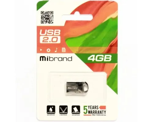 USB флеш накопичувач Mibrand 4GB Hawk Black USB 2.0 (MI2.0/HA4M1B)