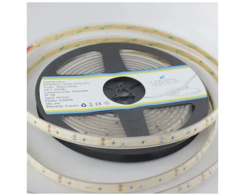 Светодиодная лента LED-STIL 3000K 9,6 Вт/м 2835 120 діодів IP68 24 Вольта 800 lm теплое світло (DFN2835-120A3-IP68-24V)