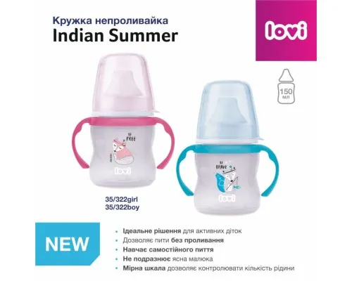 Поильник-непроливайка Lovi Indian Summer Boy 150 мл голубой (35/322boy)