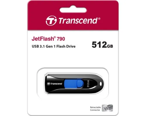 USB флеш накопитель Transcend 512GB JetFlash 790 Black USB 3.1 (TS512GJF790K)