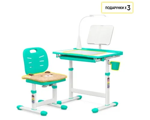 Парта зі стільцем Evo-kids (стіл+стілець+полиця+лампа) Green (Evo-17 Z Ergo)