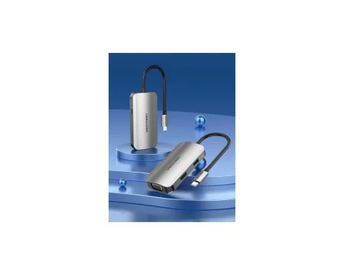 Концентратор Vention USB3.1 Type-C --> HDMI/VGA/USB 3.0/PD 100W Hub 4-in-1 (TOAHB)