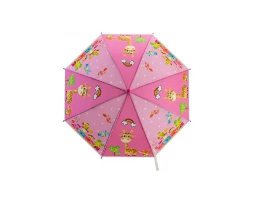 Зонт Economix Jolly Zoo трость автомат, розовый (E98426)