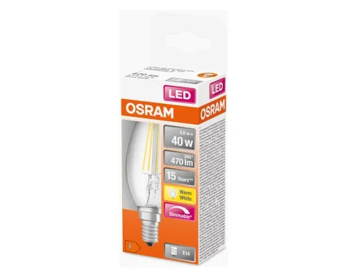 Лампочка Osram LED CL B40 DIM 4,8W/827 230V FIL E14 (4058075437043)