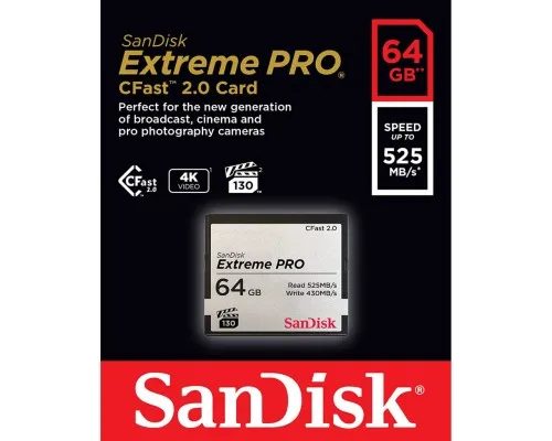 Карта памяті SanDisk 64GB CFast 2.0 Extreme Pro (SDCFSP-256G-G46D)