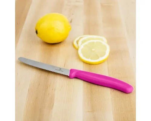 Кухонный нож Victorinox SwissClassic для нарезки 8 см, волнистое лезвие, розовый (6.7636.L115)