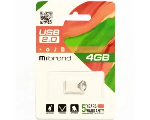 USB флеш накопитель Mibrand 4GB Hawk Silver USB 2.0 (MI2.0/HA4M1S)