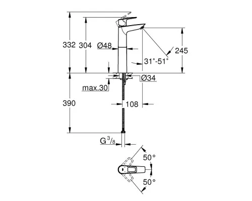 Змішувач Grohe XL-Size BauLoop New (23764001)