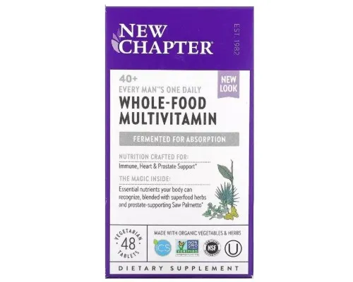 Мультивитамин New Chapter Ежедневные Мультивитамины для Мужчин 40+, Every Man's, 48 т (NCR-00370)