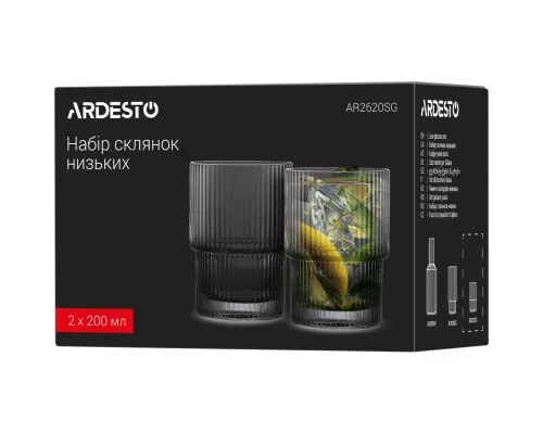 Набір склянок Ardesto Graphite 200 мл 2 шт (AR2620SG)
