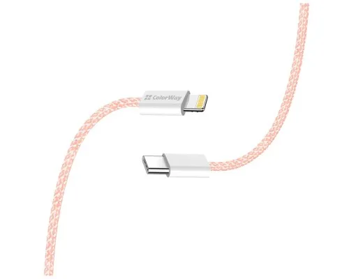 Дата кабель USB-C to Lightning 1.0m 27W pink ColorWay (CW-CBPDCL061-P)