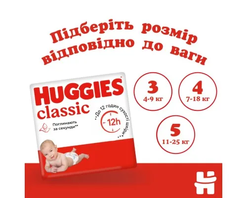 Подгузники Huggies Classic 3 (4-9 кг) Jumbo 58 шт (5029053543109)