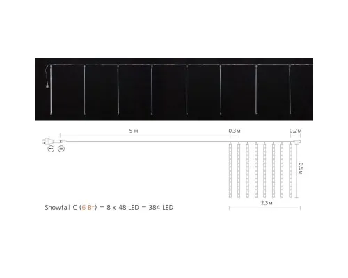 Гирлянда Delux Snowfall C 384LED 8х0.5 м IP44 EN Синяя/Прозрачная (90017980)