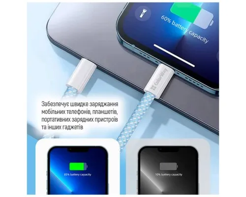 Дата кабель USB-C to Lightning 1.0m 27W blue ColorWay (CW-CBPDCL061-BL)