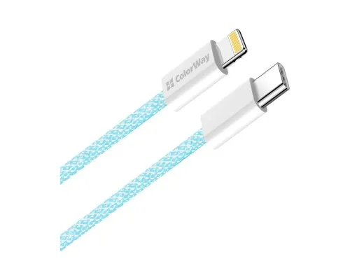 Дата кабель USB-C to Lightning 1.0m 27W blue ColorWay (CW-CBPDCL061-BL)