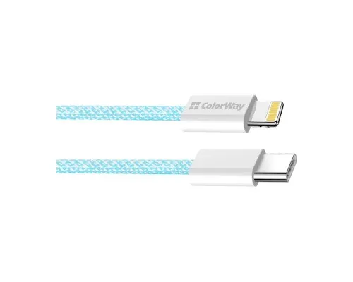 Дата кабель USB-C to Lightning 1.0m 27W blue ColorWay (CW-CBPDCL061-BL)