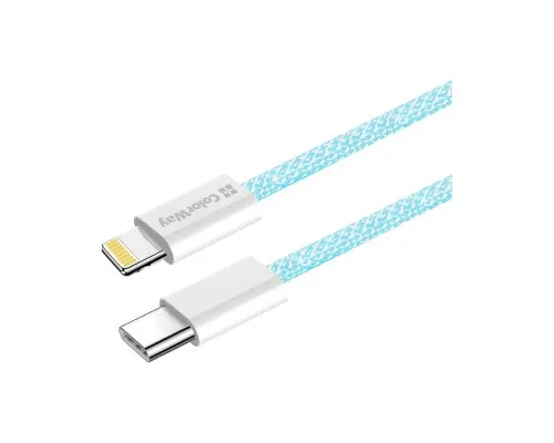 Дата кабель USB-C to Lightning 1.0m 27W blue ColorWay (CW-CBPDCL061-BL)
