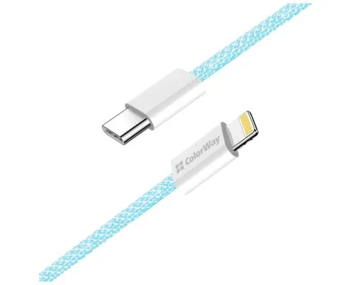 Дата кабель USB-C to Lightning 1.0m 27W blue ColorWay (CW-CBPDCL061-BL)